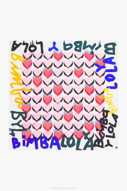 accesorios Bimba Y Lola bufanda con logo de grafiti de corazones X46J614 blanquecino