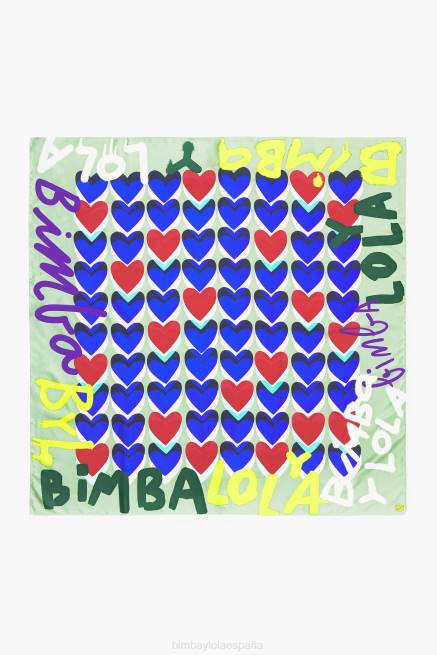 accesorios Bimba Y Lola bufanda con logo de grafiti de corazones X46J615 menta