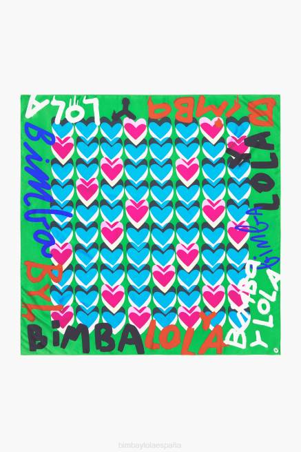accesorios Bimba Y Lola bufanda con logo de grafiti de corazones X46J616 verde