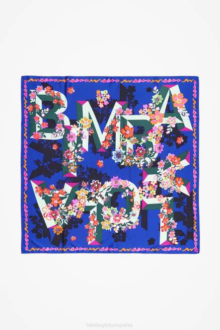 accesorios Bimba Y Lola pañuelo con logo y flores geométricas X46J628 azul