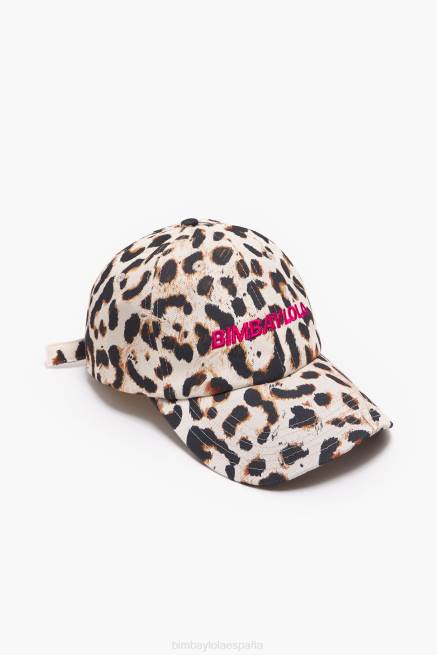 accesorios Bimba Y Lola gorro de algodón con estampado de leopardo X46J867 natural