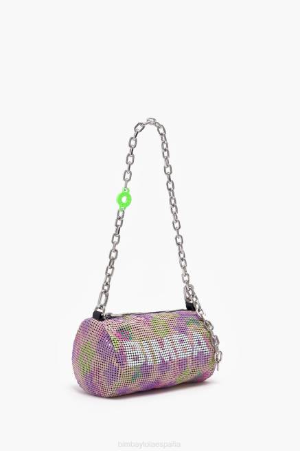 accesorios Bimba Y Lola bolsa cilíndrica de malla de spray de flores X46J142 rosa