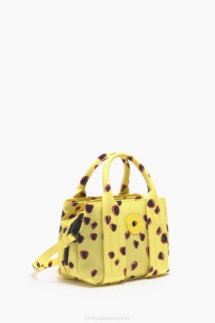 accesorios Bimba Y Lola bolso shopper de nailon con estampado de corazones pequeños X46J79 amarillo