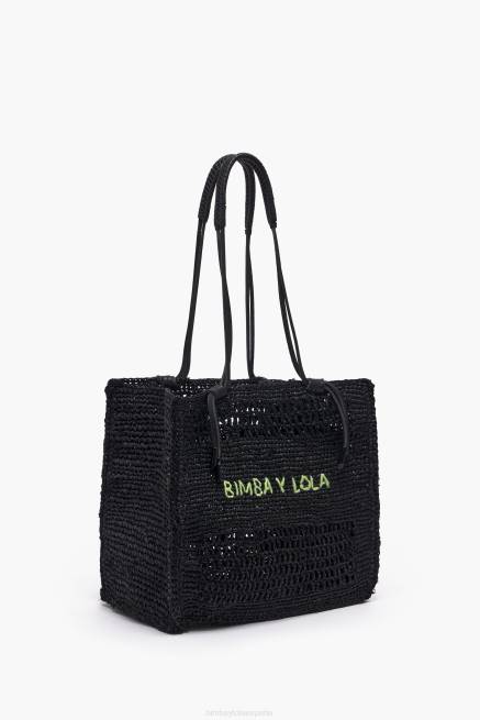 accesorios Bimba Y Lola bolso de mano de rafia X46J115 negro