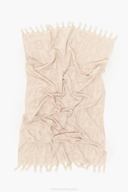 accesorios Bimba Y Lola toalla con logo en jacquard X46J882 Marfil