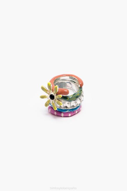 accesorios Bimba Y Lola anillo de esmalte de cristal X46J681 multicolor