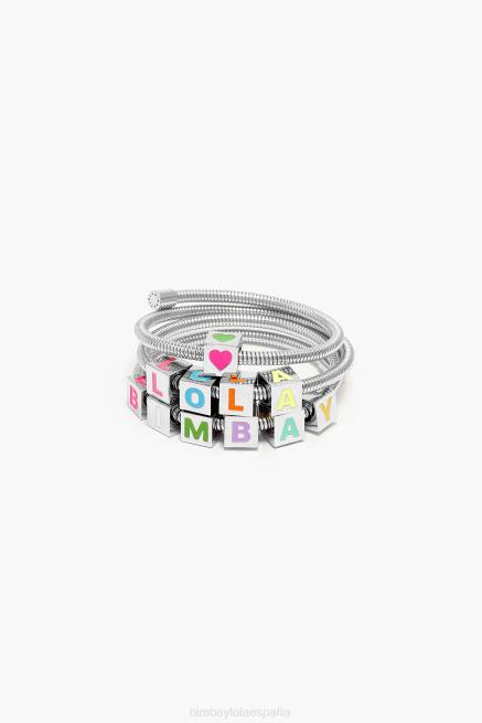 accesorios Bimba Y Lola pulsera con cadena en espiral y logo X46J661 plata