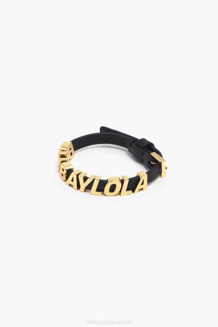 accesorios Bimba Y Lola pulsera de cuero con letras del logo X46J1143 negro