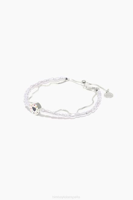 accesorios Bimba Y Lola pulsera de perlas dobles X46J722 plata