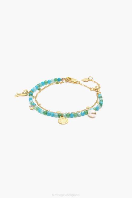 accesorios Bimba Y Lola pulsera doble piedras X46J734 turquesa