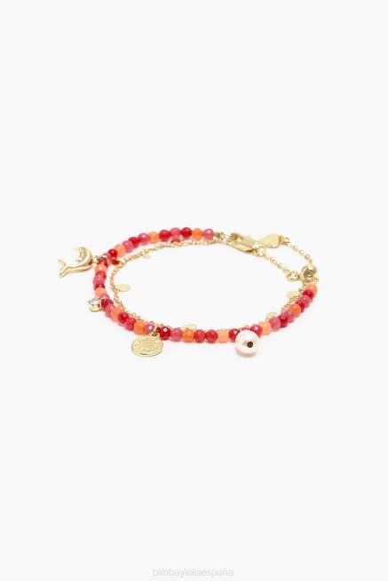 accesorios Bimba Y Lola pulsera doble piedras X46J735 coral