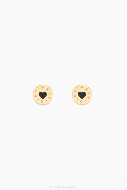 accesorios Bimba Y Lola aretes con botón del logo X46J806 negro
