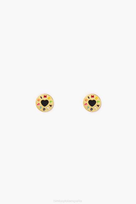 accesorios Bimba Y Lola aretes con corazón y logo X46J693 dorado