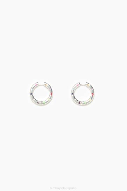 accesorios Bimba Y Lola aretes de aro con logo X46J715 plateado y multicolor