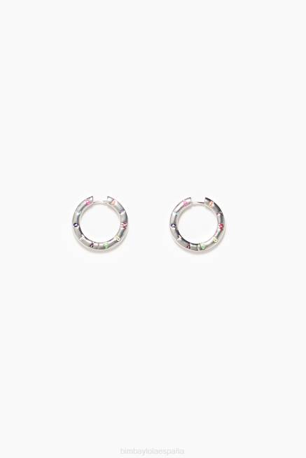 accesorios Bimba Y Lola aretes de aro con logo X46J717 plateado oscuro y multicolor