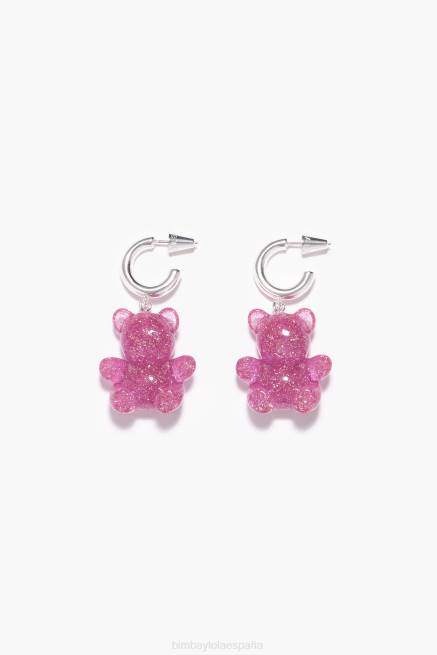 accesorios Bimba Y Lola aretes de aro con osito X46J1139 rosa