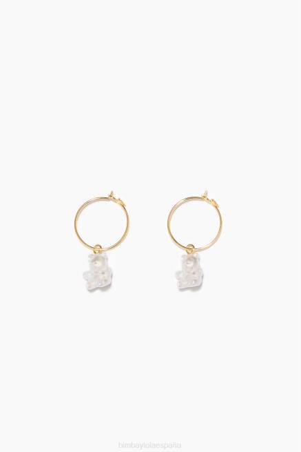 accesorios Bimba Y Lola aretes de aro con osito de perlas X46J802 dorado