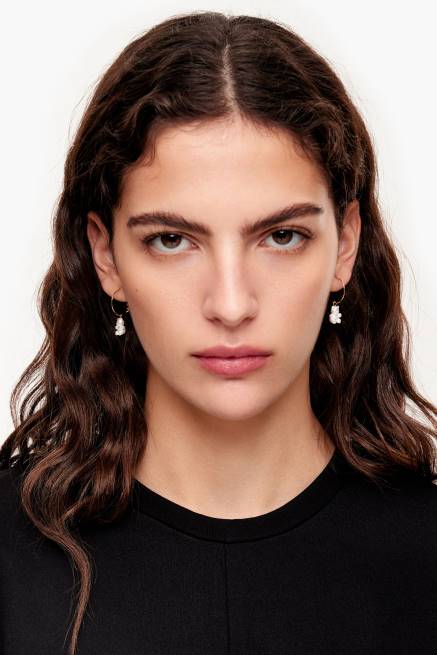 accesorios Bimba Y Lola aretes de aro con osito de perlas X46J802 dorado