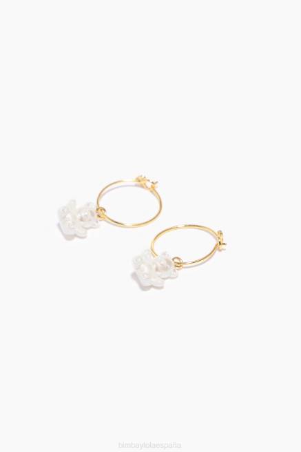 accesorios Bimba Y Lola aretes de aro con osito de perlas X46J802 dorado