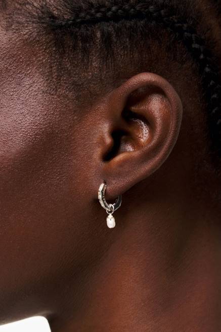 accesorios Bimba Y Lola aretes de aro con perlas de cristal X46J783 plata