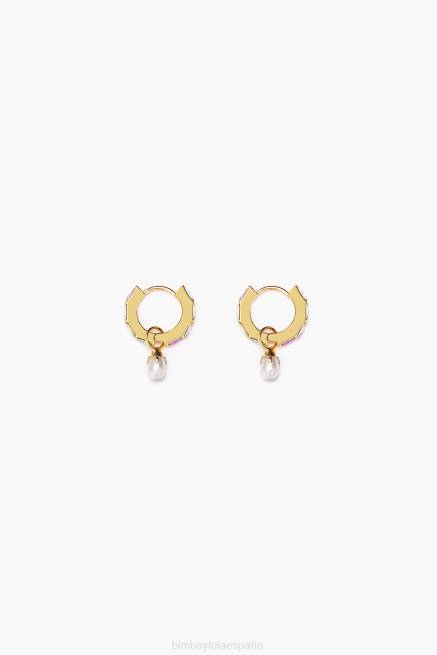 accesorios Bimba Y Lola aretes de aro con perlas de cristal X46J784 multicolor