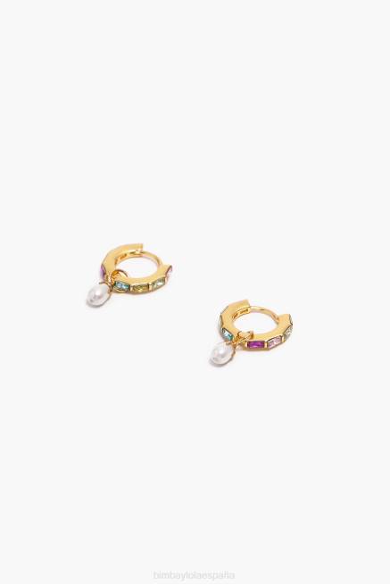 accesorios Bimba Y Lola aretes de aro con perlas de cristal X46J784 multicolor