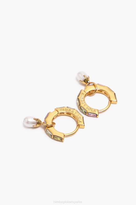 accesorios Bimba Y Lola aretes de aro con perlas de cristal X46J784 multicolor