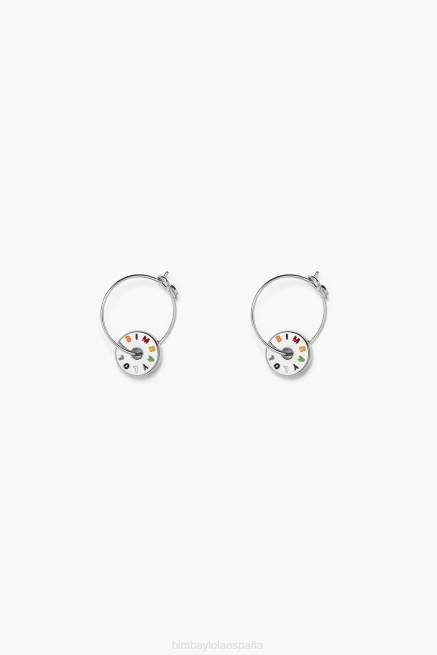 accesorios Bimba Y Lola aretes de aro pequeños con logo X46J833 plateado y multicolor