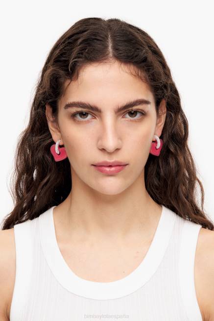accesorios Bimba Y Lola pendientes de corazón cristales X46J1137 rosa