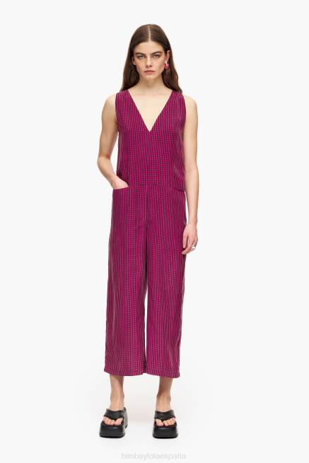 ropa Bimba Y Lola jumpsuit fluido de cuadros vichy X46J242 fucsia