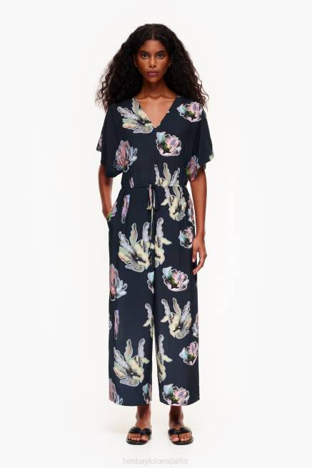 ropa Bimba Y Lola mono largo con estampado coral X46J186 gris