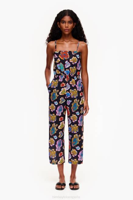 ropa Bimba Y Lola mono largo de fluido de mar de pescado X46J177 negro