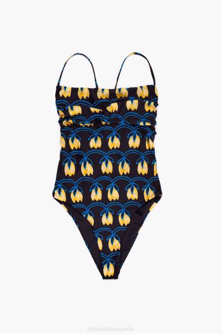 ropa Bimba Y Lola bañador estampado X46J888 tulipán negro amarillo
