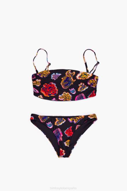 ropa Bimba Y Lola bikini con estampado de peces marinos X46J880 negro