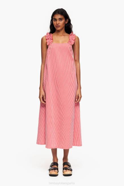 ropa Bimba Y Lola vestido acampanado de mezclilla X46J229 rojo