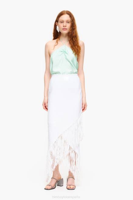 ropa Bimba Y Lola falda midi con lentejuelas X46J462 blanco