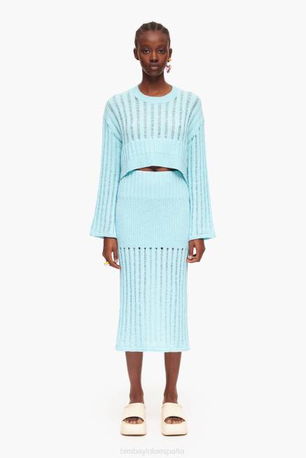 ropa Bimba Y Lola falda midi de canalé X46J460 azul