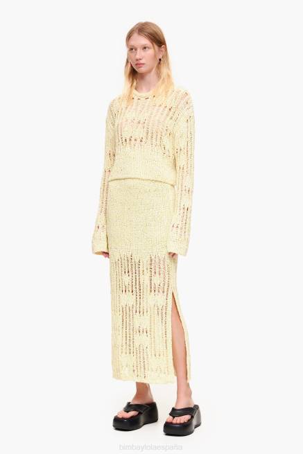 ropa Bimba Y Lola falda midi de punto X46J461 verde lima