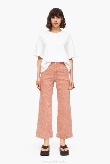 ropa Bimba Y Lola culotte - vaqueros de tiro alto con estampado de tigre X46J440 albaricoque