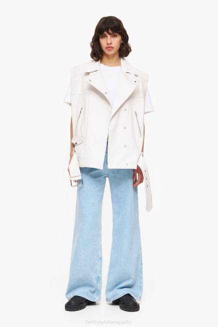 ropa Bimba Y Lola chaleco de cuero X46J478 crudo