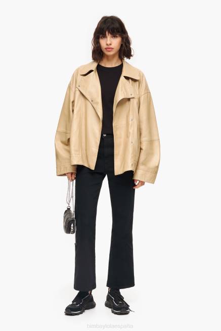 ropa Bimba Y Lola chaqueta de cuero X46J475 camello