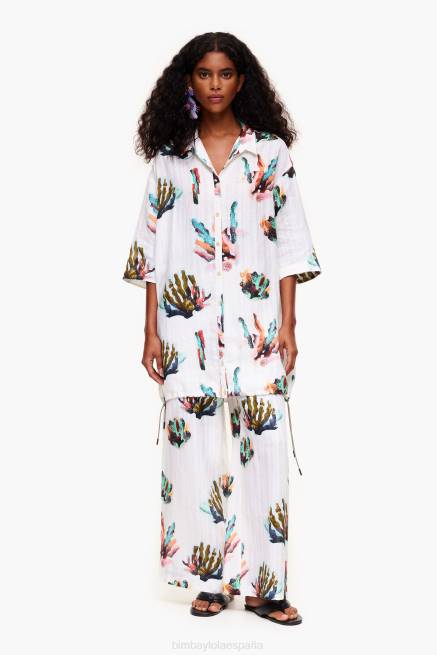 ropa Bimba Y Lola camisa con estampado coral X46J326 Marfil