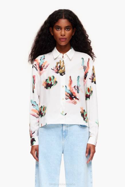 ropa Bimba Y Lola camisa con estampado coral X46J330 Marfil