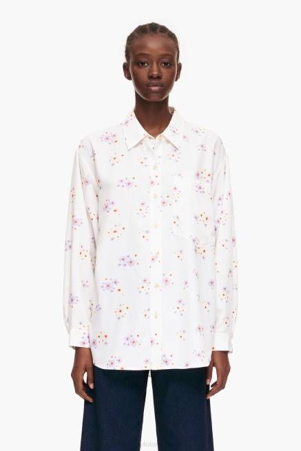 ropa Bimba Y Lola camisa con estampado de flores acrílicas X46J337 blanco