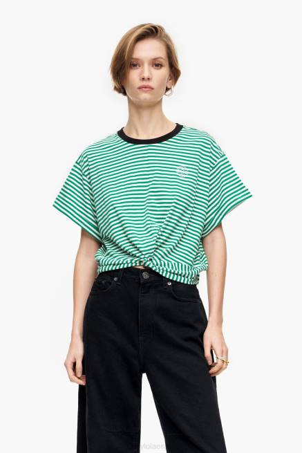 ropa Bimba Y Lola camiseta boxy con nudo X46J321 verde y blanco