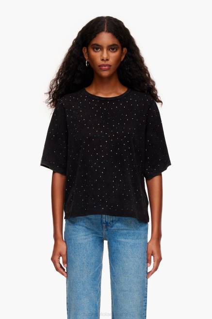 ropa Bimba Y Lola camiseta boxy piedras multicolor X46J296 negro