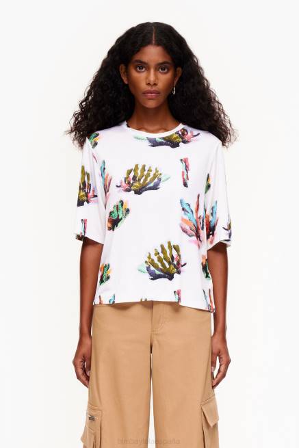 ropa Bimba Y Lola camiseta con estampado coral X46J265 Marfil