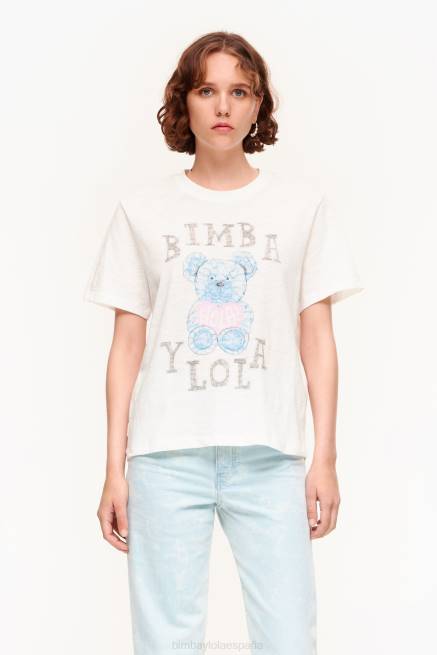 ropa Bimba Y Lola camiseta con oso del logo X46J270 Marfil