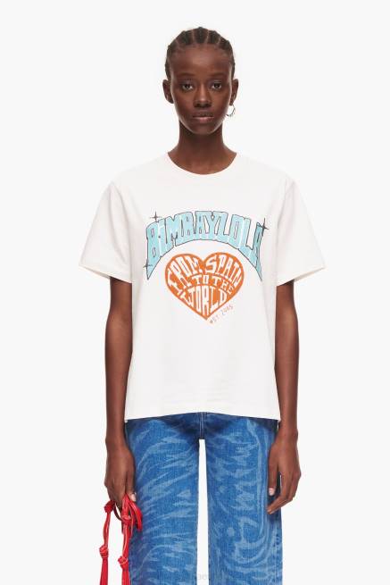 ropa Bimba Y Lola playera con logo universitario X46J277 blanco