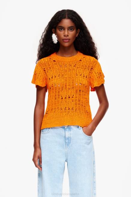ropa Bimba Y Lola suéter calado X46J356 naranja
